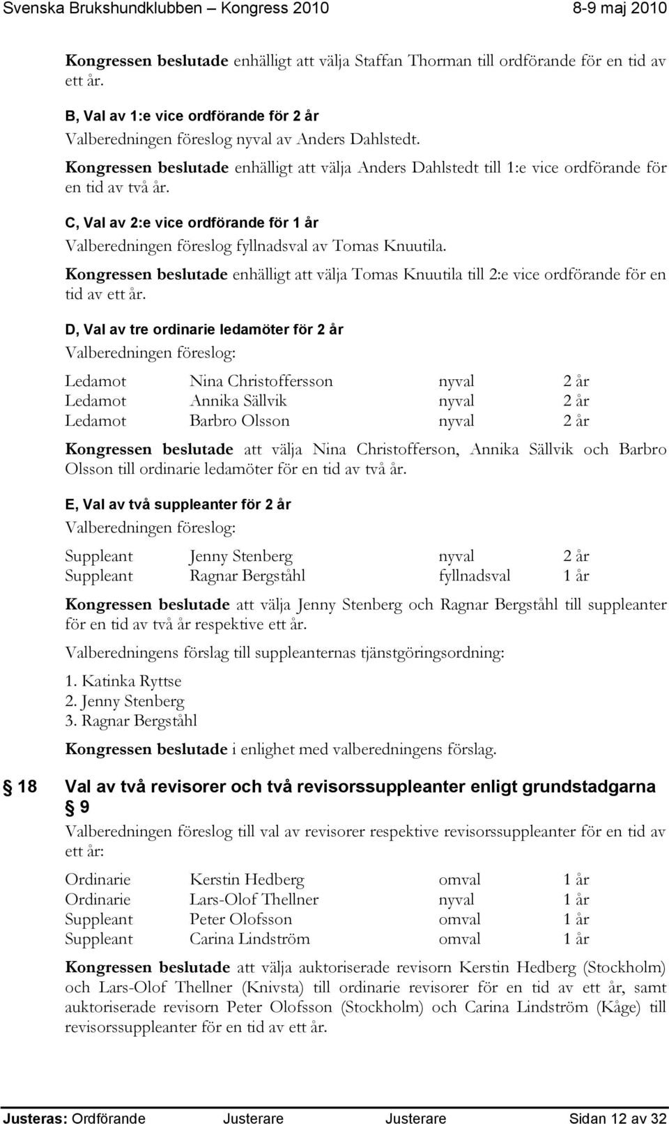 Kongressen beslutade enhälligt att välja Tomas Knuutila till 2:e vice ordförande för en tid av ett år.