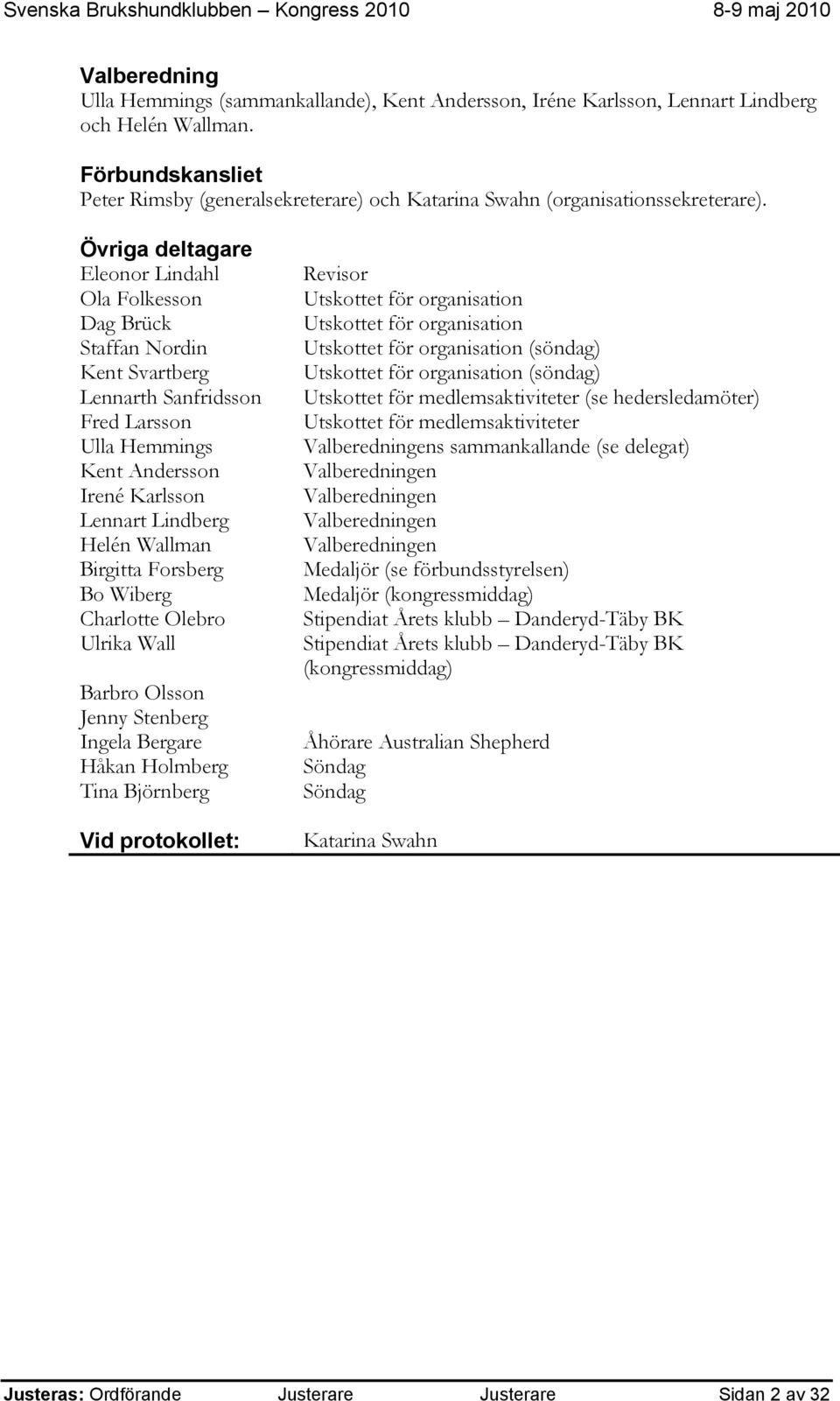 Övriga deltagare Eleonor Lindahl Ola Folkesson Dag Brück Staffan Nordin Kent Svartberg Lennarth Sanfridsson Fred Larsson Ulla Hemmings Kent Andersson Irené Karlsson Lennart Lindberg Helén Wallman