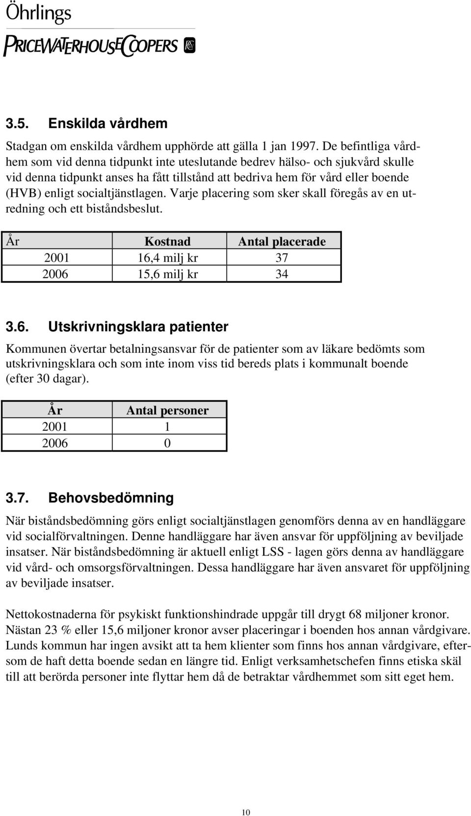 socialtjänstlagen. Varje placering som sker skall föregås av en utredning och ett biståndsbeslut. År Kostnad Antal placerade 2001 16,