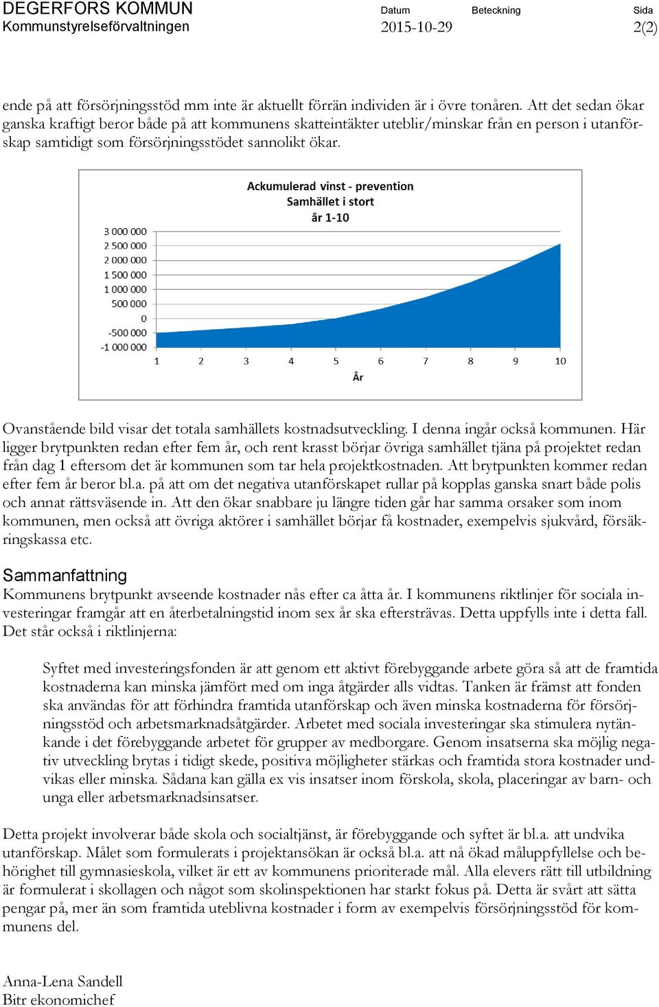 Ovanstående bild visar det totala samhällets kostnadsutveckling. I denna ingår också kommunen.