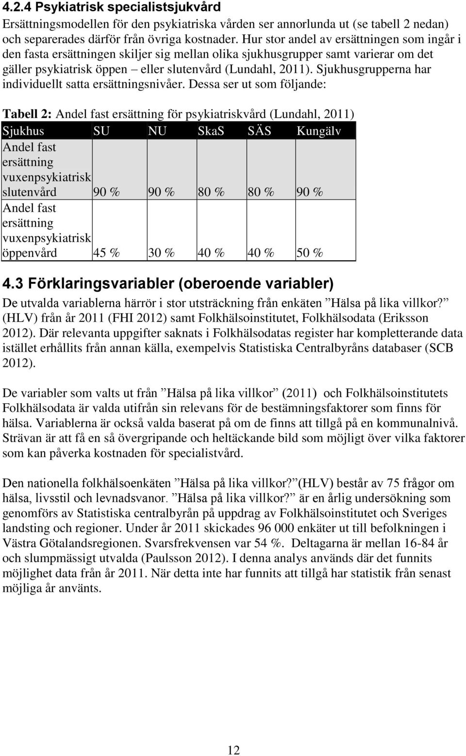 Sjukhusgrupperna har individuellt satta ersättningsnivåer.