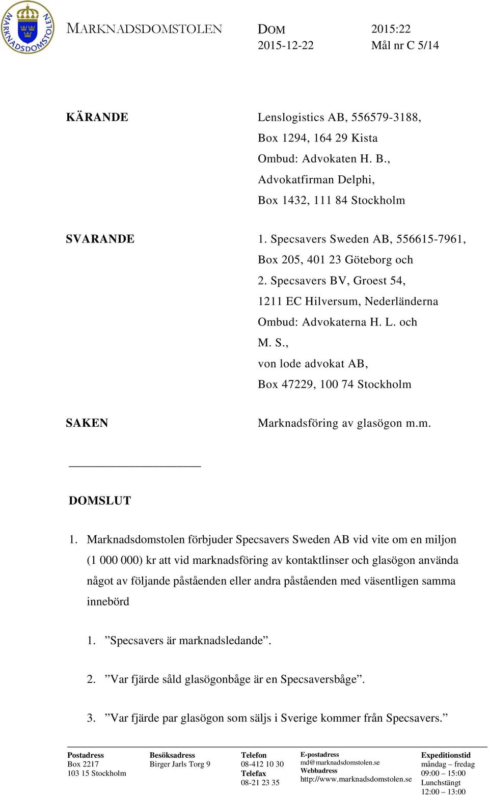 m. DOMSLUT 1.