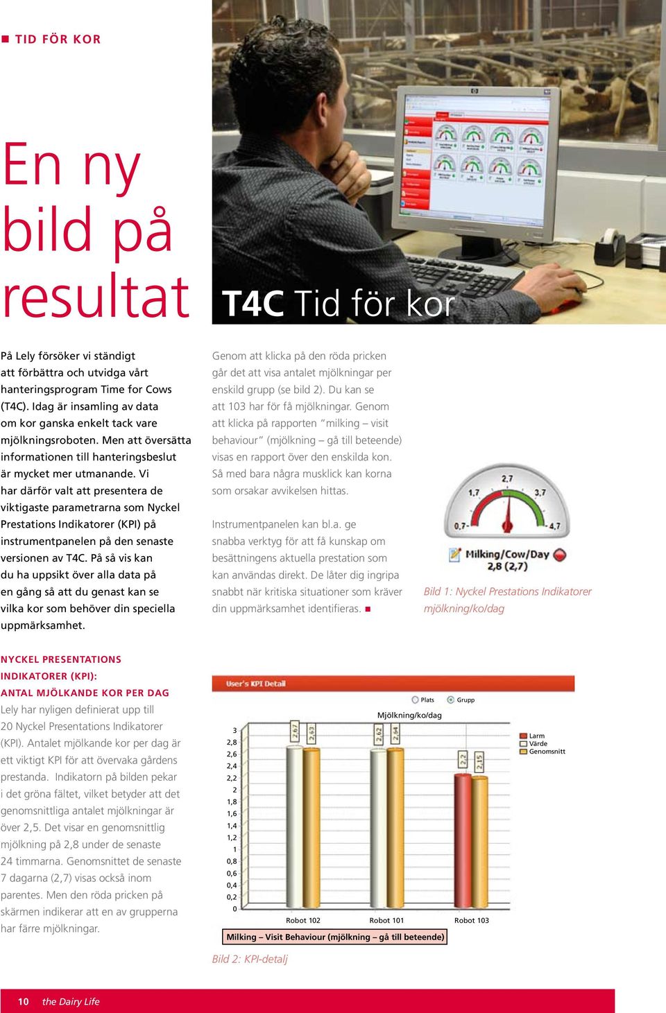 Vi har därför valt att presentera de viktigaste parametrarna som Nyckel Prestations Indikatorer (KPI) på instrumentpanelen på den senaste versionen av T4C.