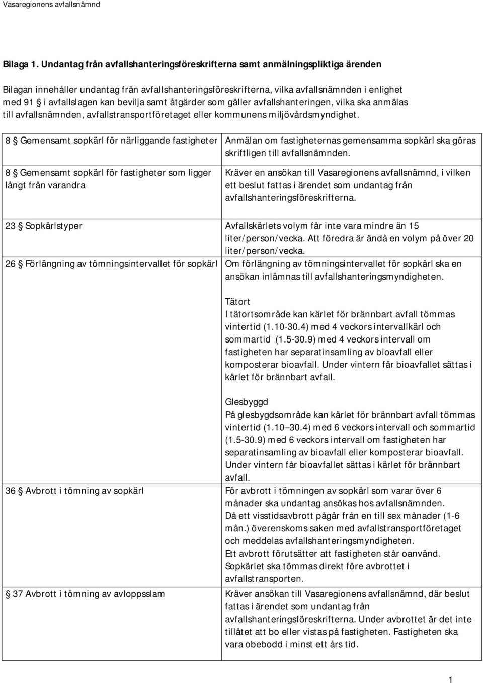 kan bevilja samt åtgärder som gäller avfallshanteringen, vilka ska anmälas till avfallsnämnden, avfallstransportföretaget eller kommunens miljövårdsmyndighet.