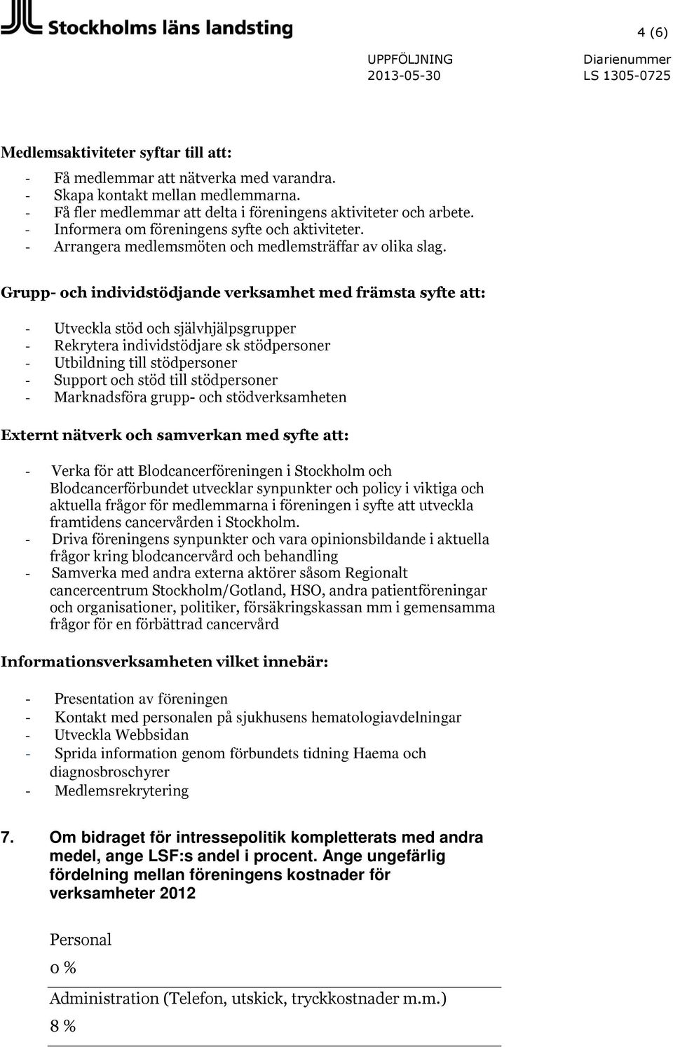 Grupp- och individstödjande verksamhet med främsta syfte att: - Utveckla stöd och självhjälpsgrupper - Rekrytera individstödjare sk stödpersoner - Utbildning till stödpersoner - Support och stöd till