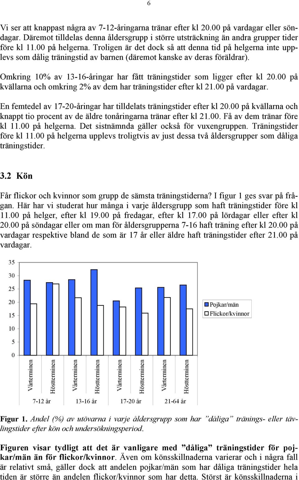 Omkring 10% av 13-16-åringar har fått träningstider som ligger efter kl 20.00 på kvällarna och omkring 2% av dem har träningstider efter kl 21.00 på vardagar.