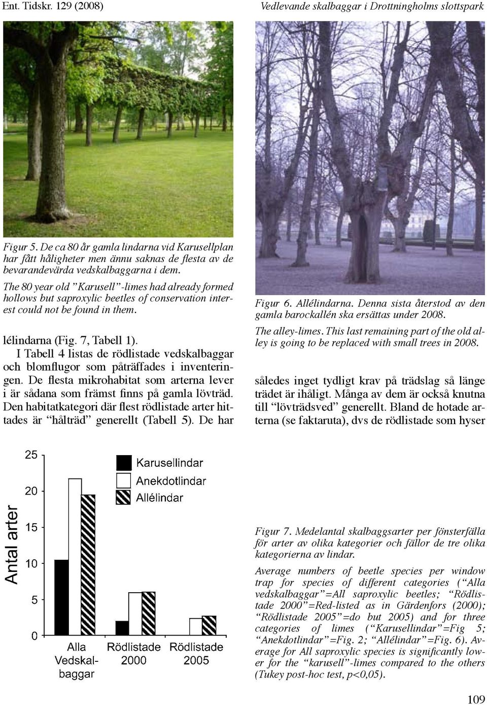 I Tabell 4 listas de rödlistade vedskalbaggar och blomflugor som påträffades i inventeringen. De flesta mikrohabitat som arterna lever i är sådana som främst finns på gamla lövträd.