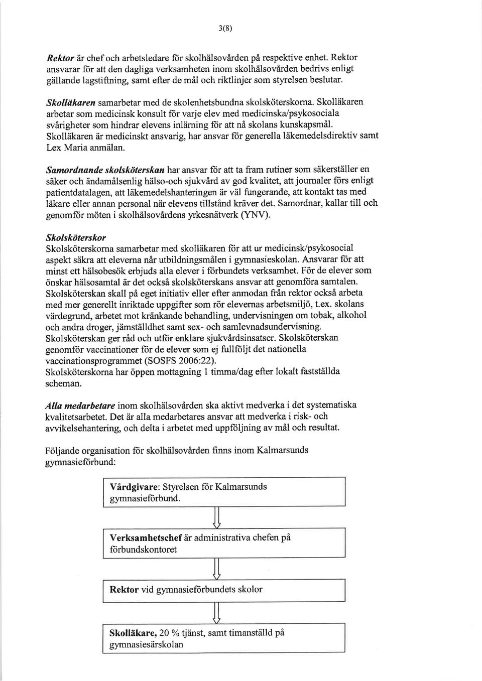 Skolläkaren samarbetar med de skolenhetsbundna skolsköterskorna.