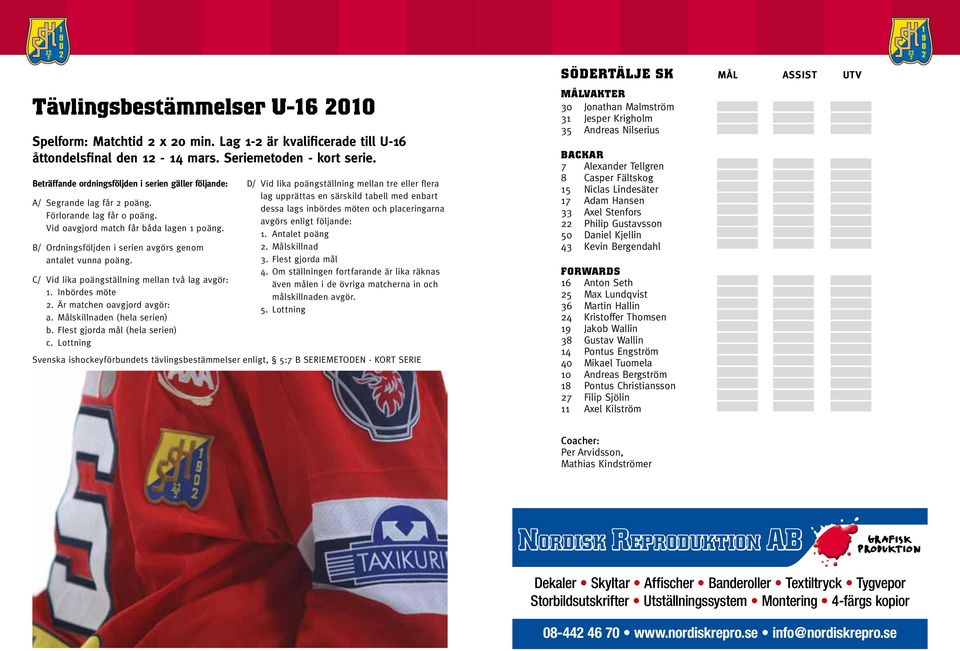 B/ Ordningsföljden i serien avgörs genom antalet vunna poäng. C/ Vid lika poängställning mellan två lag avgör: 1. Inbördes möte 2. Är matchen oavgjord avgör: a. Målskillnaden (hela serien) b.