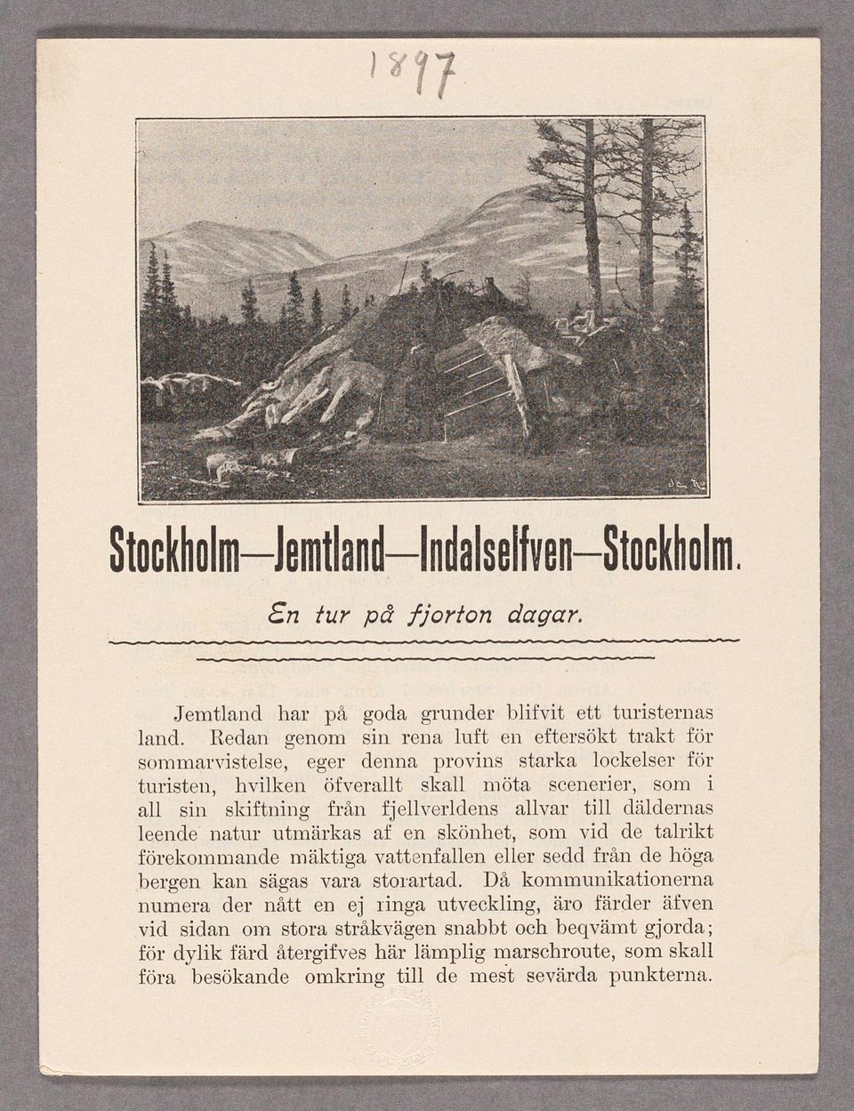från fjellxrerldens allvar till däldernas leende natur utmärkas af en skönhet, som vid de talrikt förekommande mäktiga vattenfallen eller sedd från de höga bergen kan sägas vara