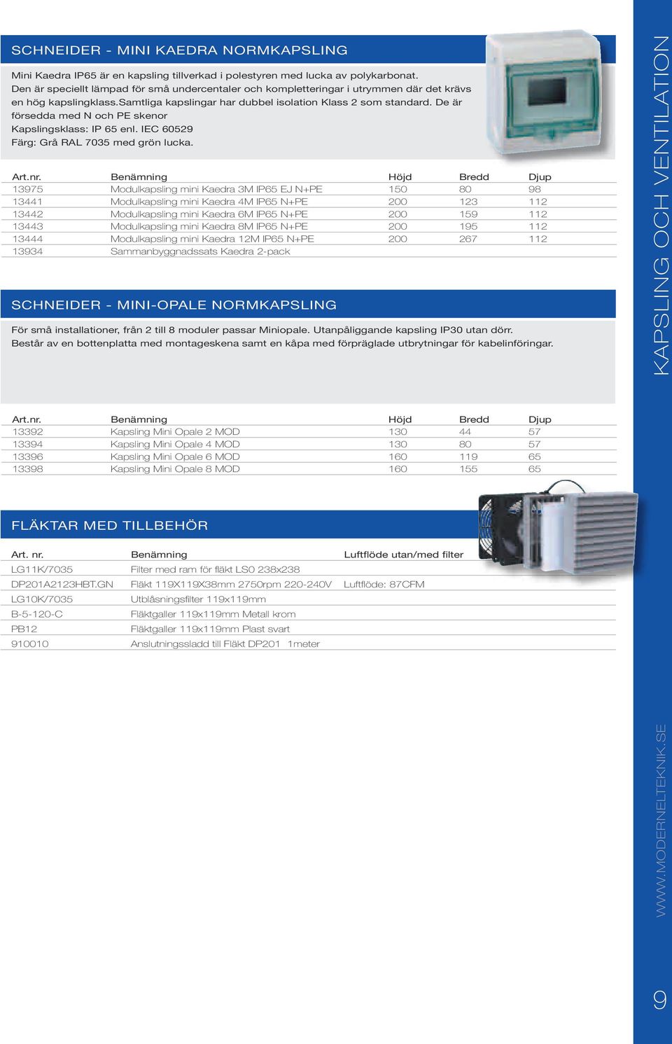 De är försedda med N och PE skenor Kapslingsklass: IP 65 enl. IEC 60529 Färg: Grå RAL 7035 med grön lucka. Art.nr.