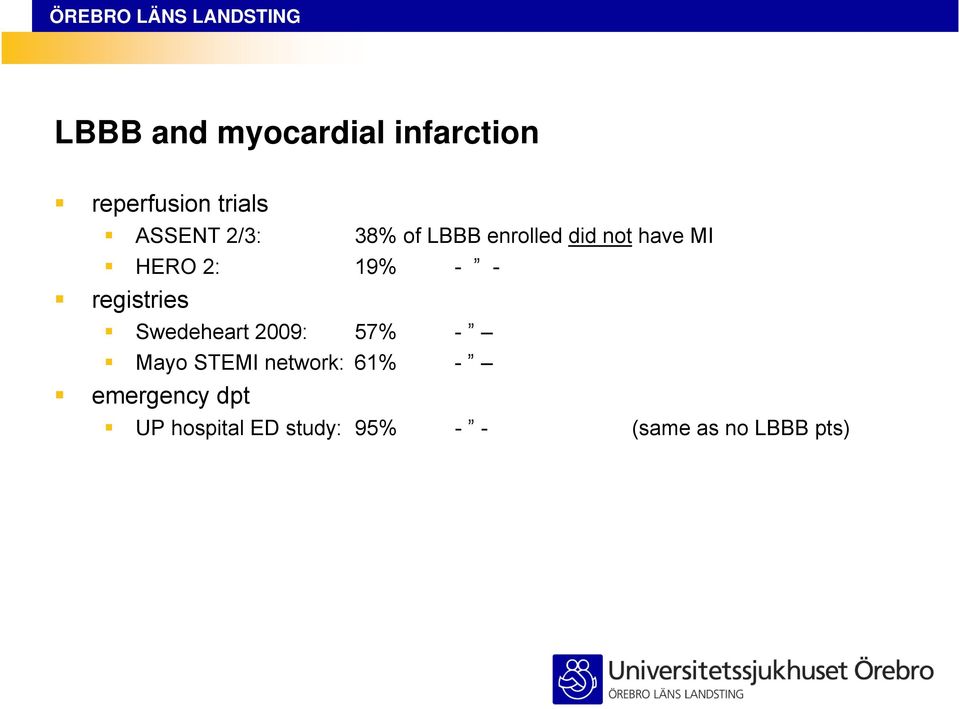 registries Swedeheart 2009: 57% - Mayo STEMI network: 61% -