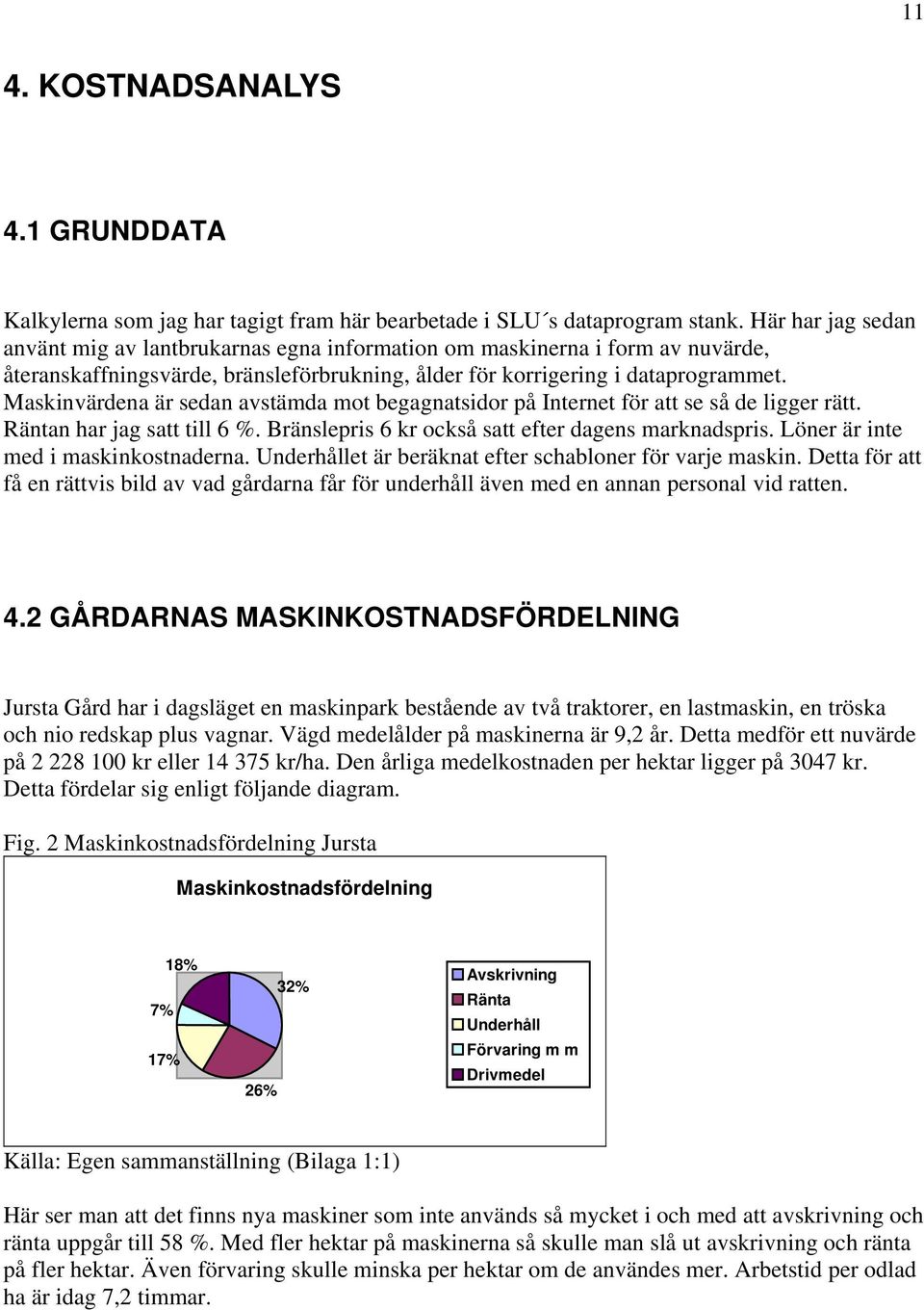 Maskinvärdena är sedan avstämda mot begagnatsidor på Internet för att se så de ligger rätt. Räntan har jag satt till 6 %. Bränslepris 6 kr också satt efter dagens marknadspris.