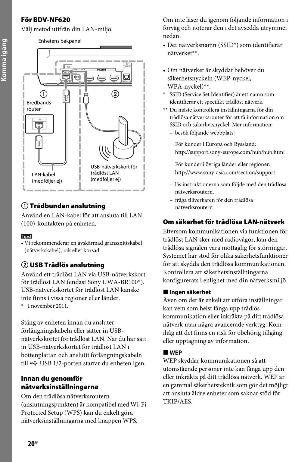 utrymmet nedan. Det nätverksnamn (SSID*) som identifierar nätverket**. Om nätverket är skyddat behöver du säkerhetsnyckeln (WEP-nyckel, WPA-nyckel)**.