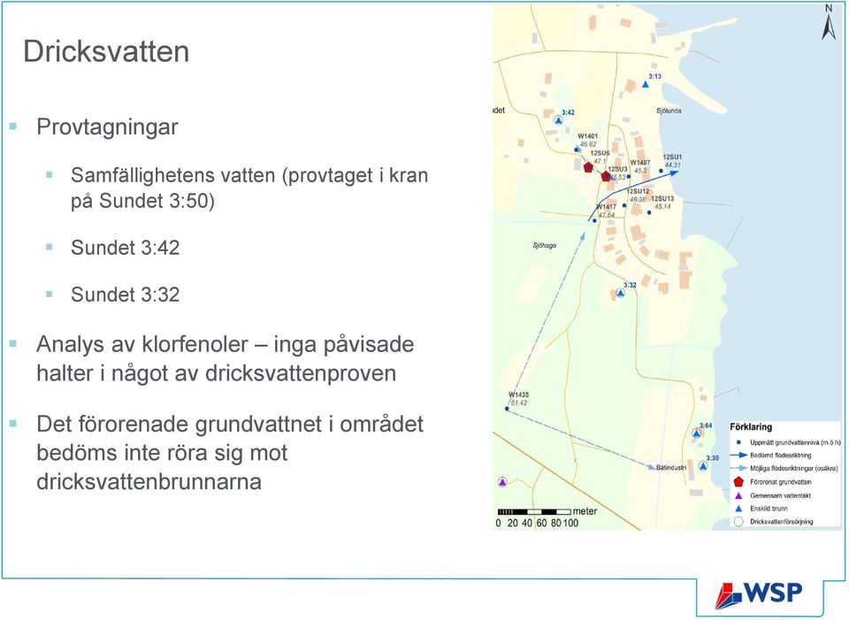 inga påvisade halter i något av dricksvattenproven Det förorenade