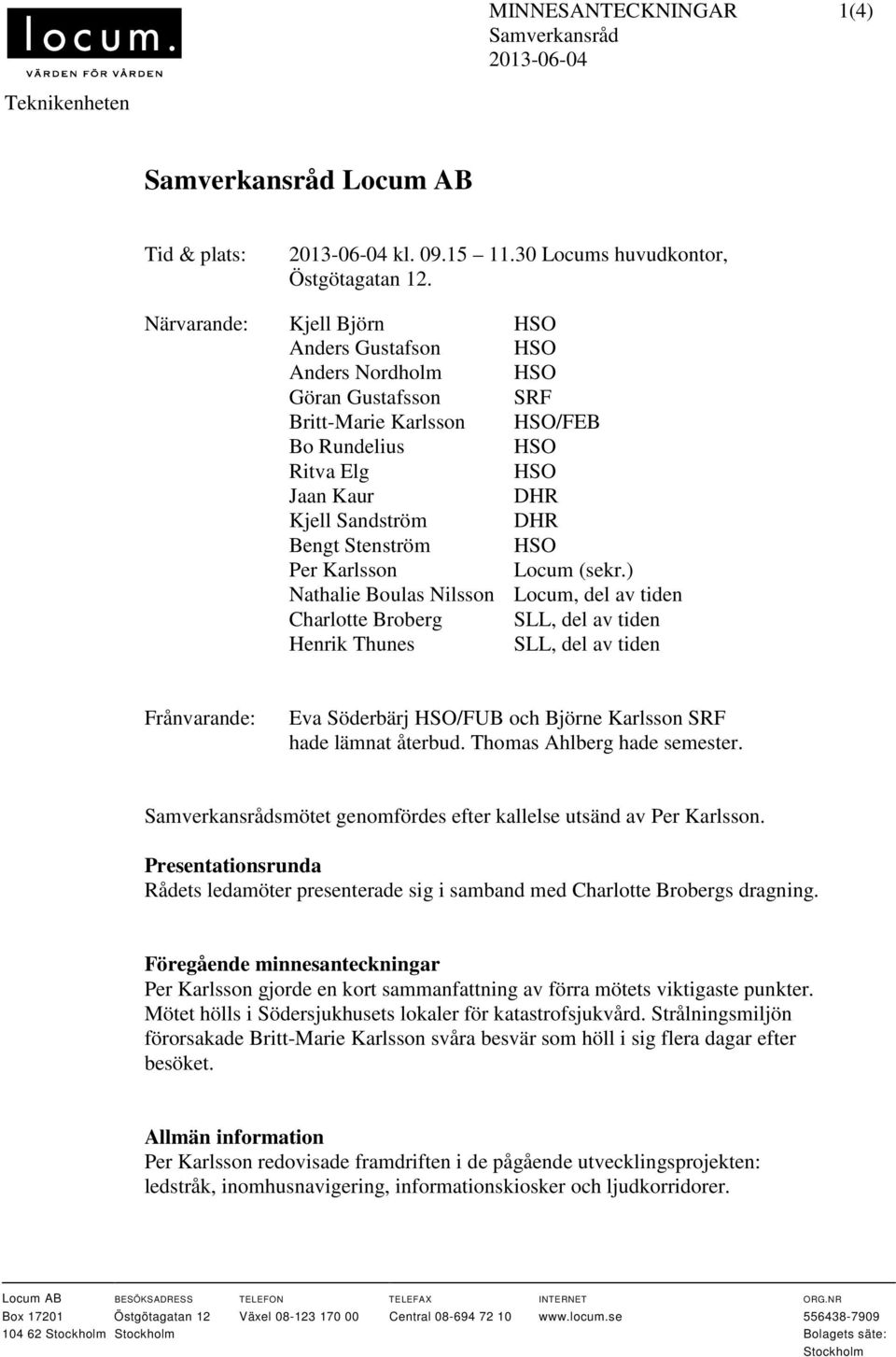 HSO Per Karlsson Locum (sekr.