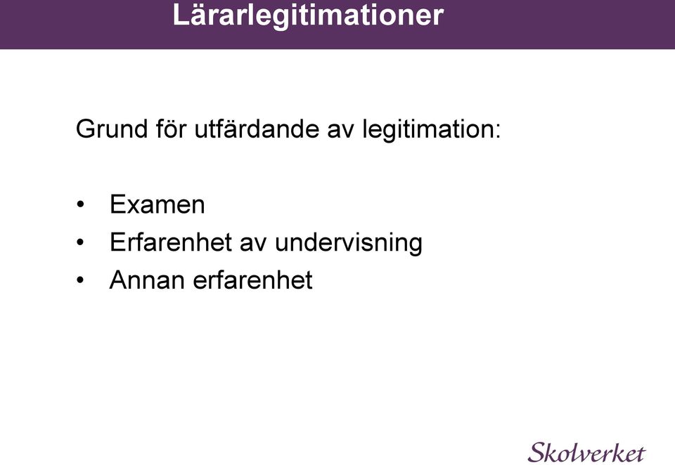 legitimation: Examen