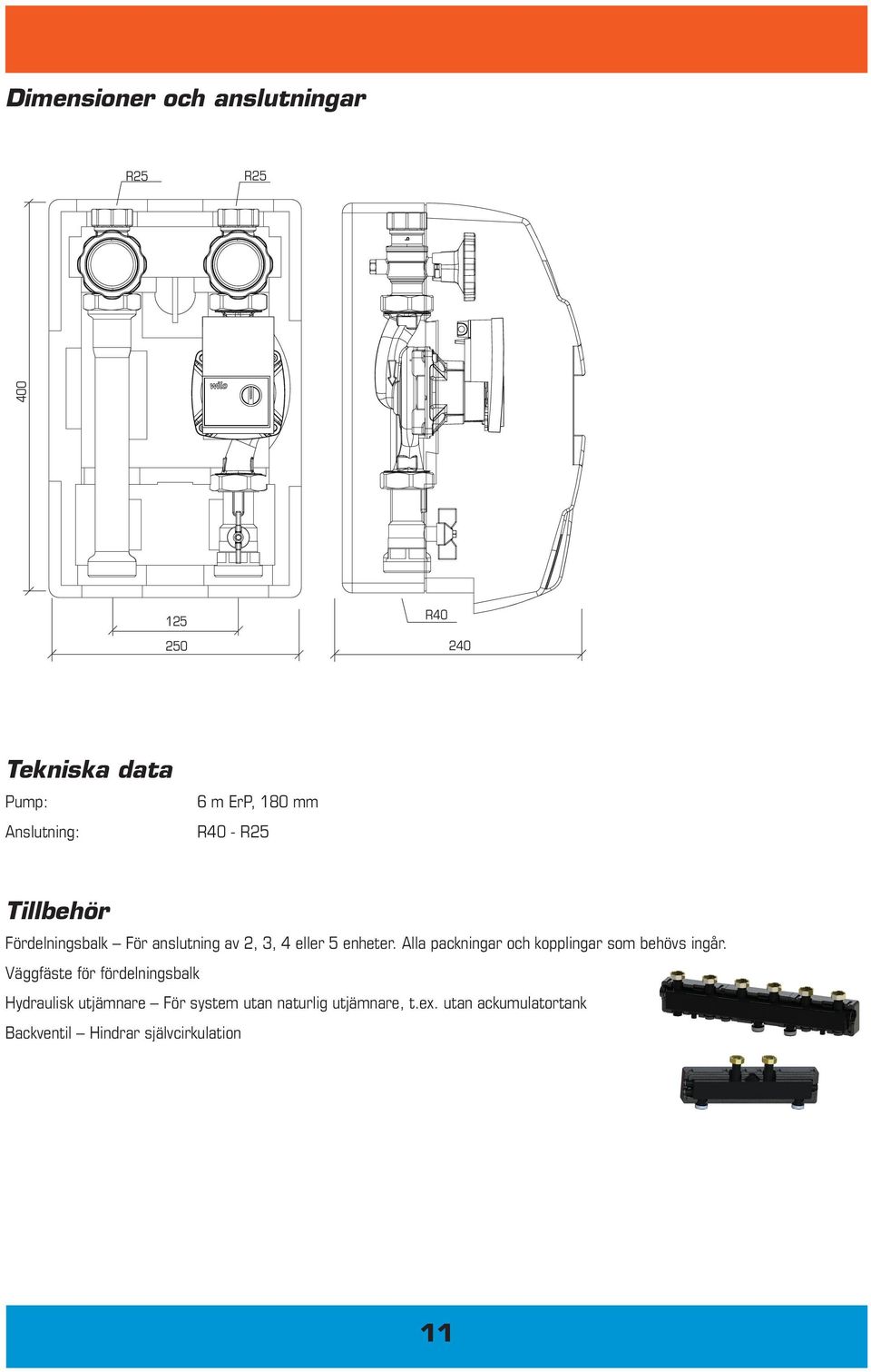 Alla packningar och kopplingar som behövs ingår.