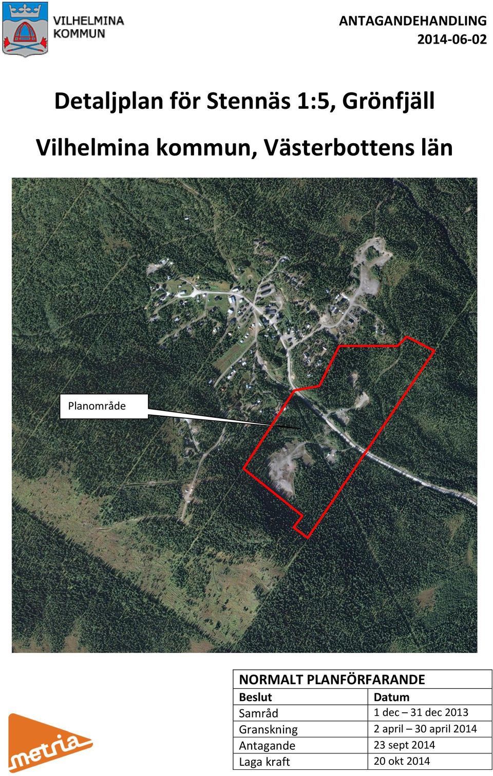 NORMALT PLANFÖRFARANDE Beslut Datum Samråd 1 dec 31 dec 2013