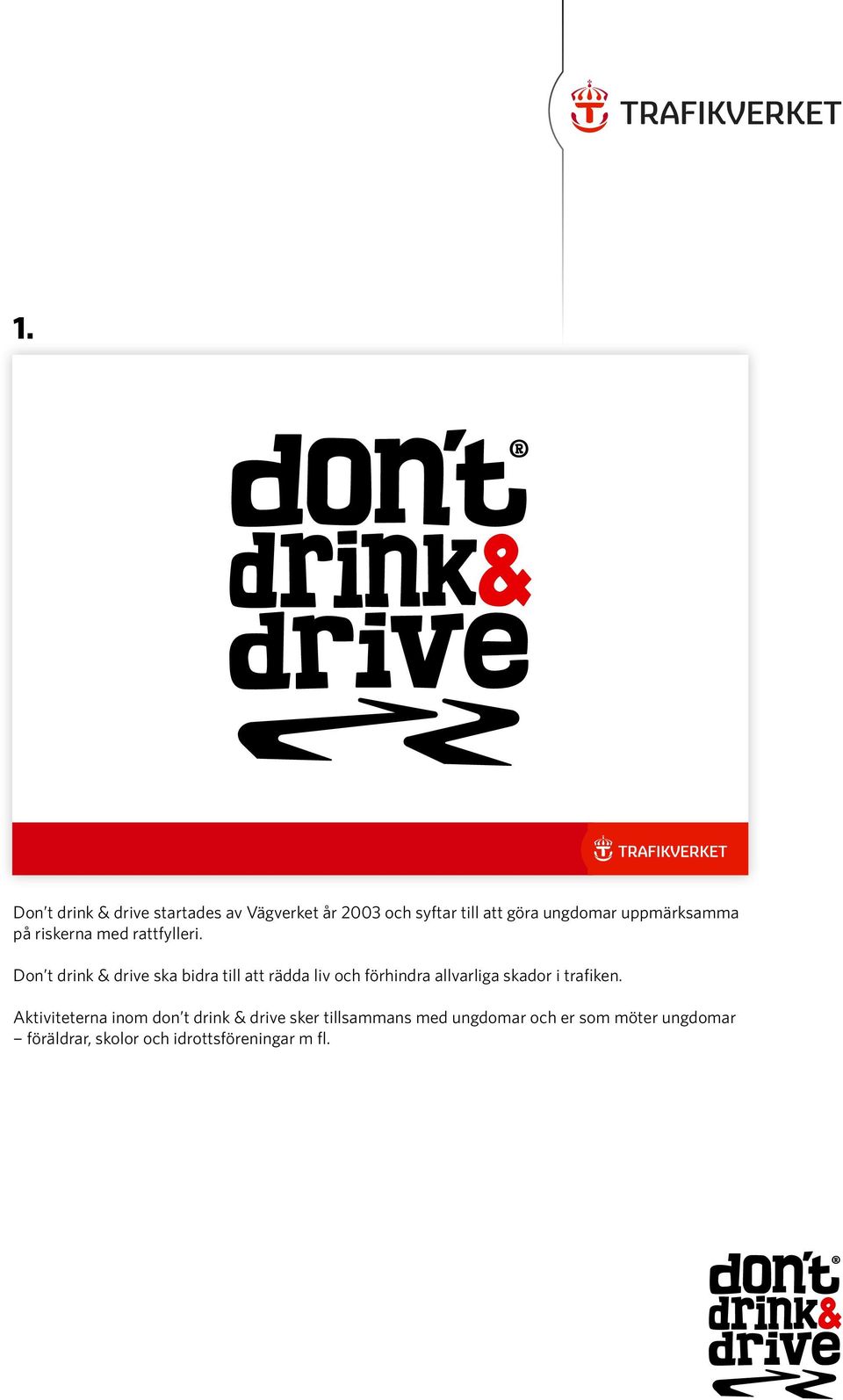Don t drink & drive ska bidra till att rädda liv och förhindra allvarliga skador i