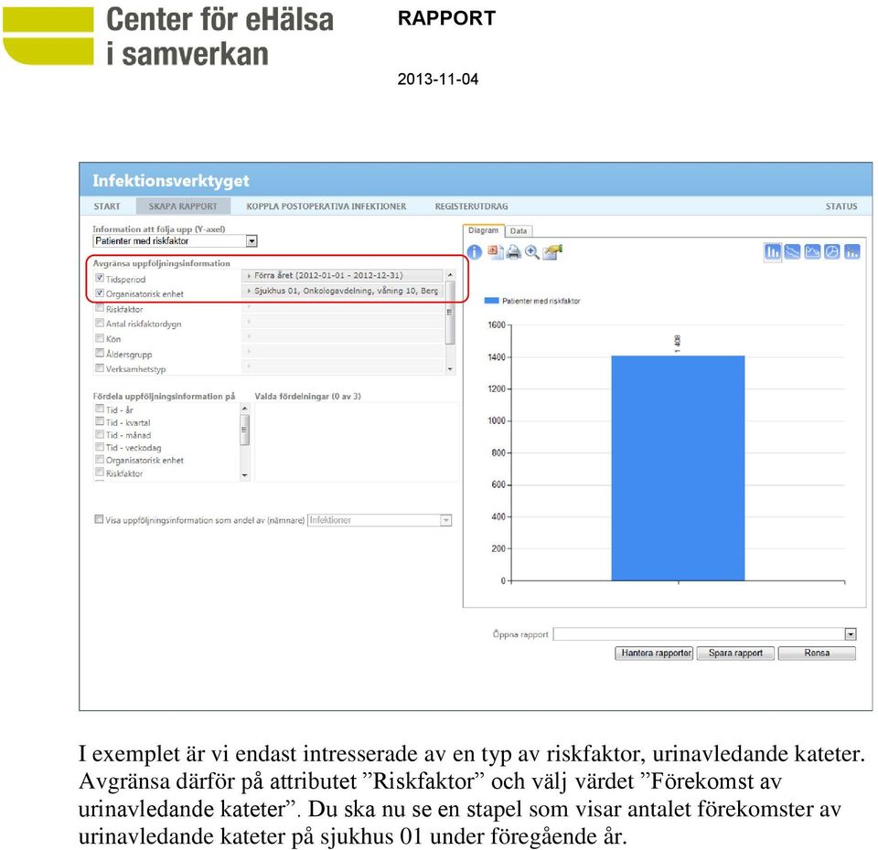 Avgränsa därför på attributet Riskfaktor och välj värdet Förekomst av 