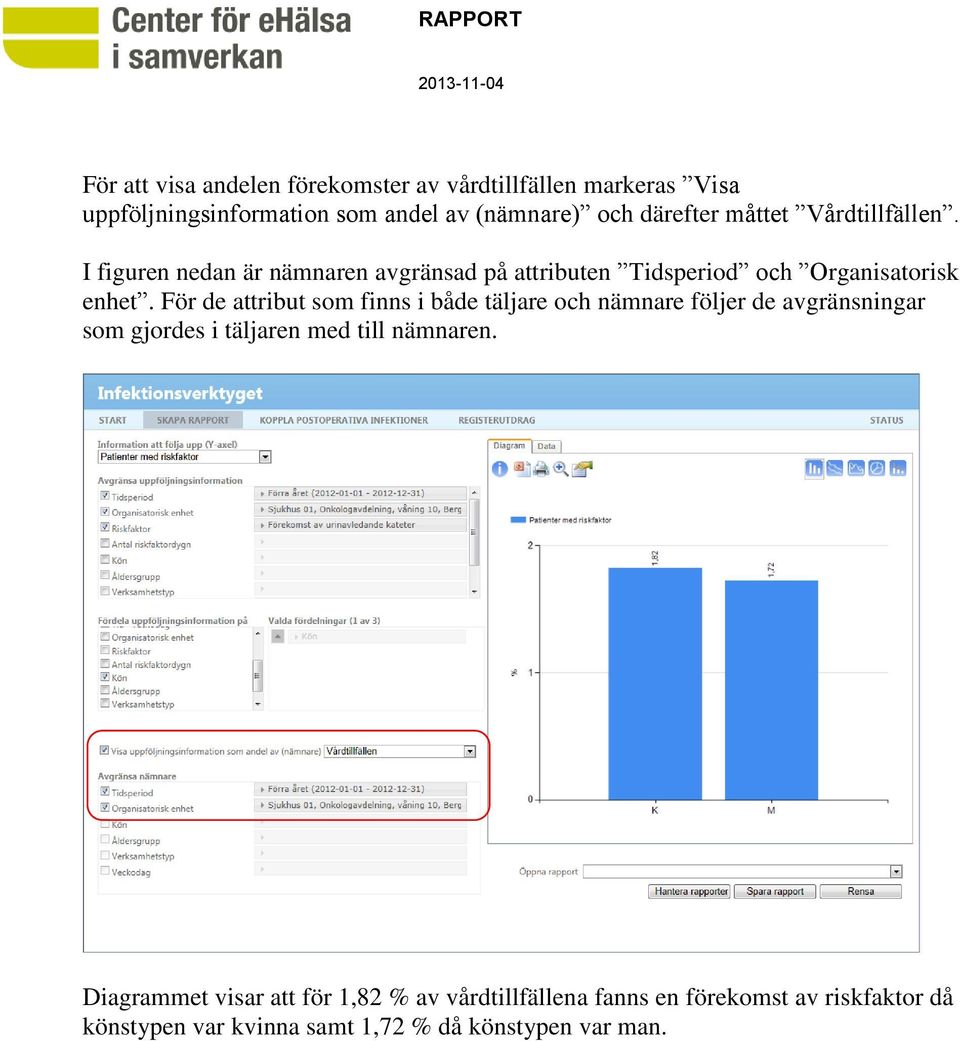 För de attribut som finns i både täljare och nämnare följer de avgränsningar som gjordes i täljaren med till nämnaren.