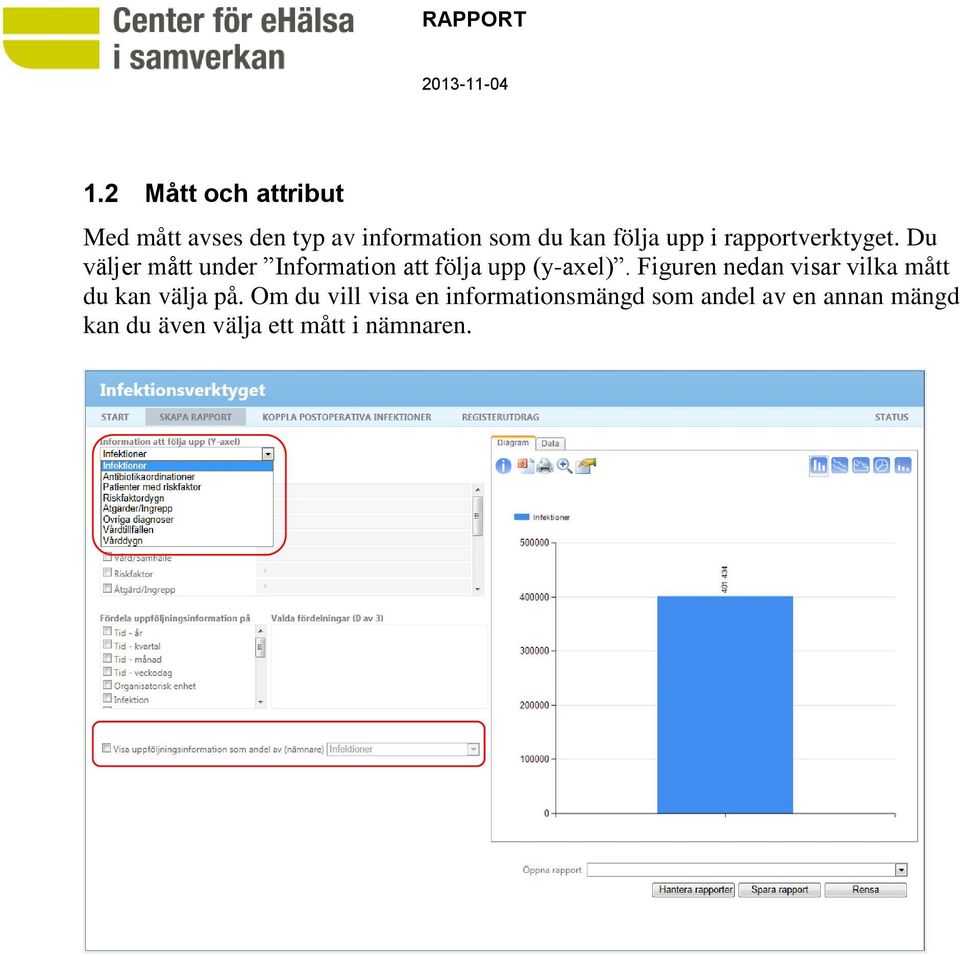 Du väljer mått under Information att följa upp (y-axel).