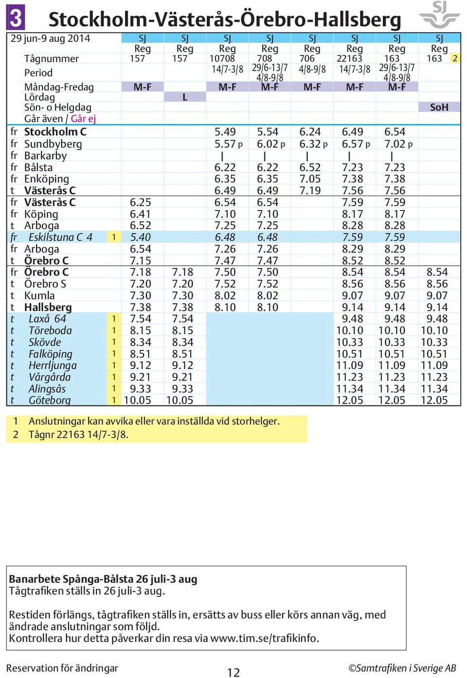 19 7.56 7.56 Västerås C 6.54 6.54 7.59 7.59 6.25 Köping 6.41 7.10 7.10 8.17 8.17 t Arboga 6.52 7.25 7.25 8.28 8.28 Eskilstuna C 4 1 5.40 6.48 6.48 7.59 7.59 Arboga 6.54 7.26 7.26 8.29 8.