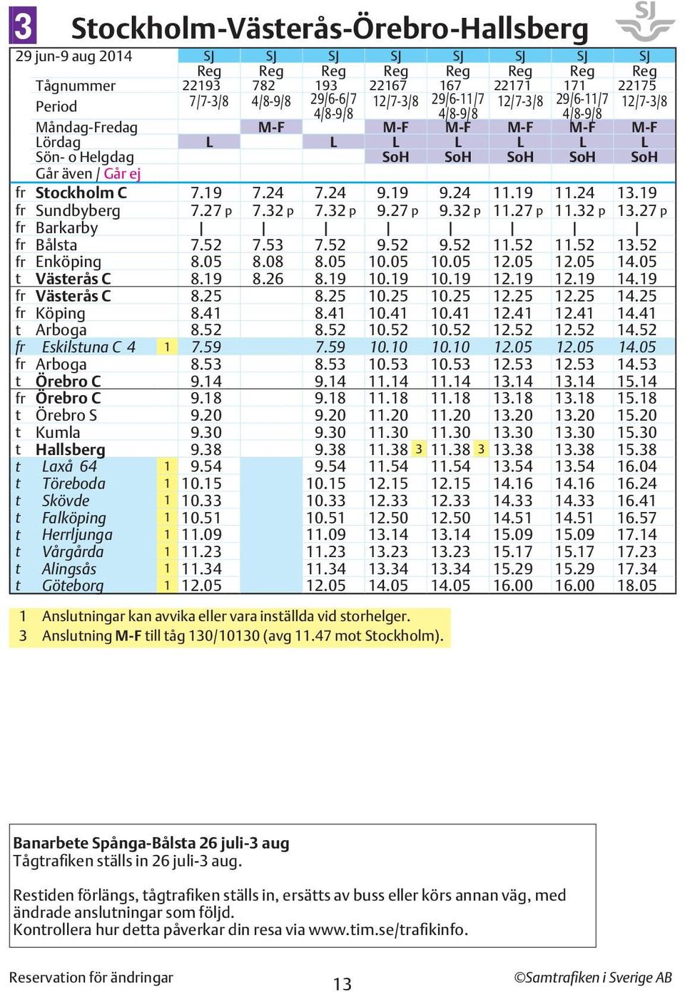 52 9.52 9.52 11.52 11.52 13.52 Enköping 8.05 8.08 8.05 10.05 10.05 12.05 12.05 14.05 t Västerås C 8.19 8.26 8.19 10.19 10.19 12.19 12.19 14.19 Västerås C 8.25 8.25 10.25 10.25 12.25 12.25 14.