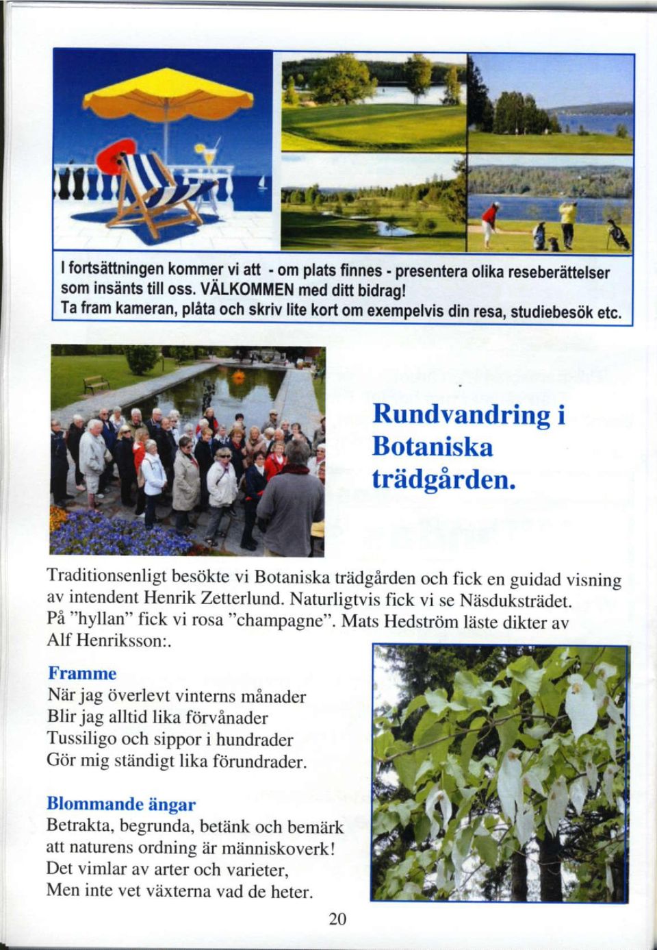 Framme Niir jag iiverlevt vintems minader Blir jag alltid lika f<irvinader Tussiligo och sippor i hundrader G<ir mig stlindigt lika fdrundrader.