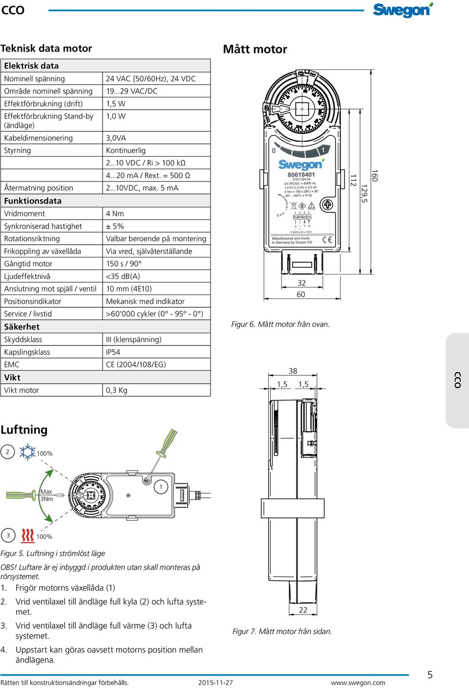 ..10 VDC / Ri > 100 kω Återmatning position Funktionsdata Vridmoment 4...20 ma / Rext. = 500 Ω 2...10VDC, max.