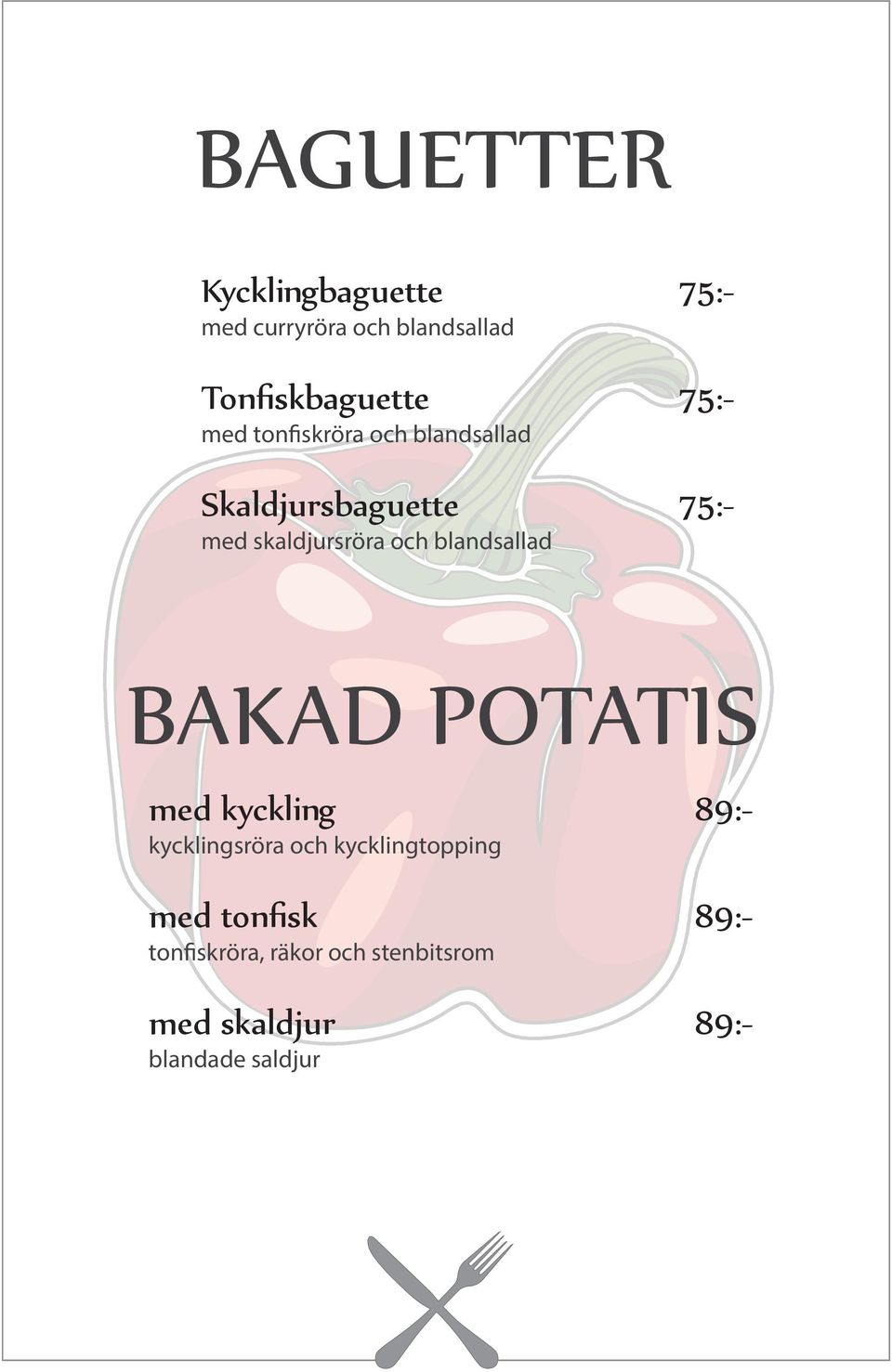 och blandsallad BAKAD POTATIS med kyckling 89:- kycklingsröra och