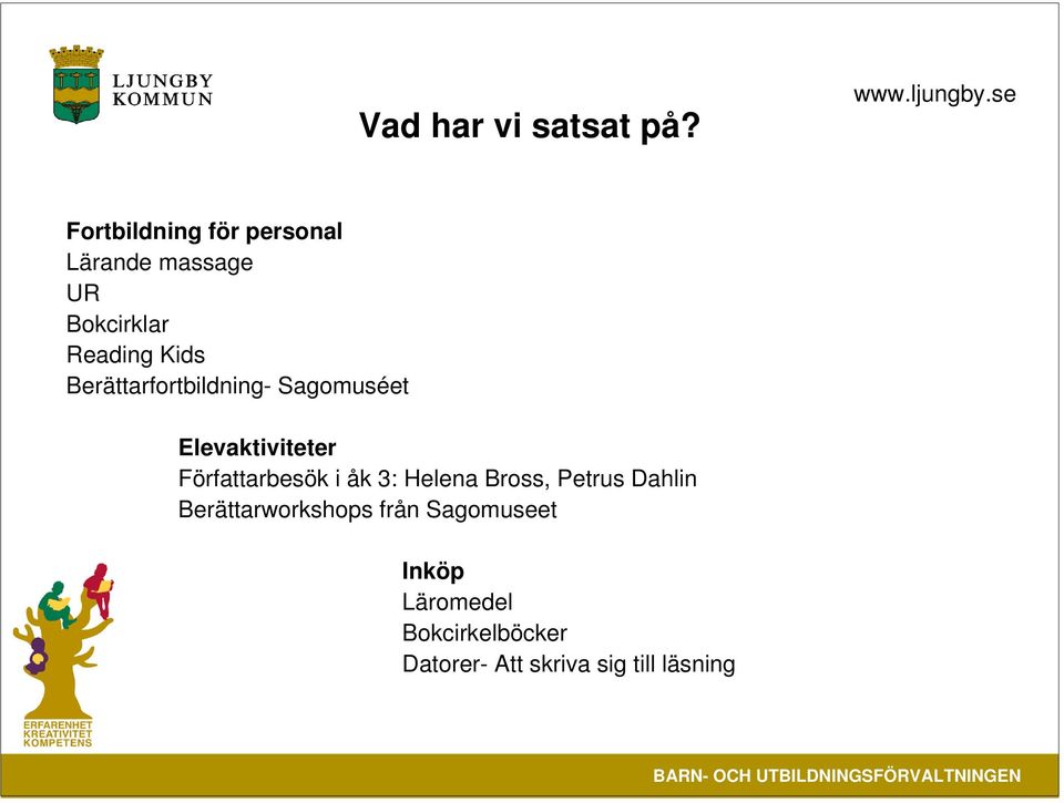 Berättarfortbildning- Sagomuséet Elevaktiviteter Författarbesök i åk 3: