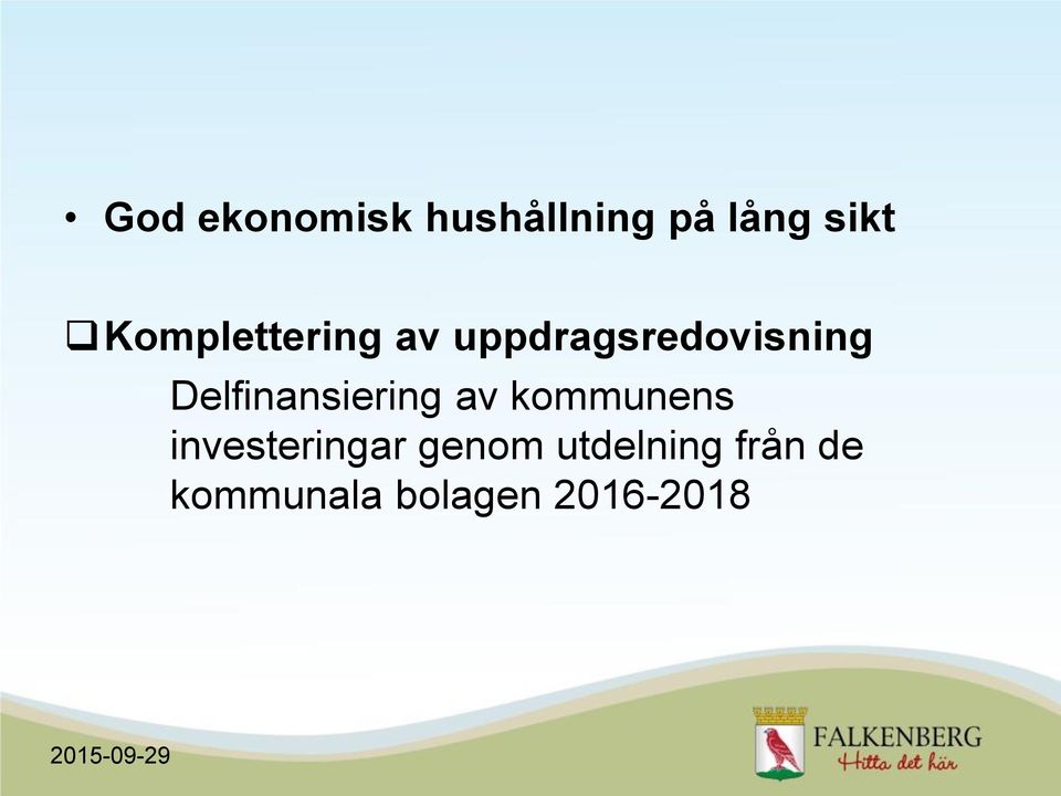 Delfinansiering av kommunens investeringar