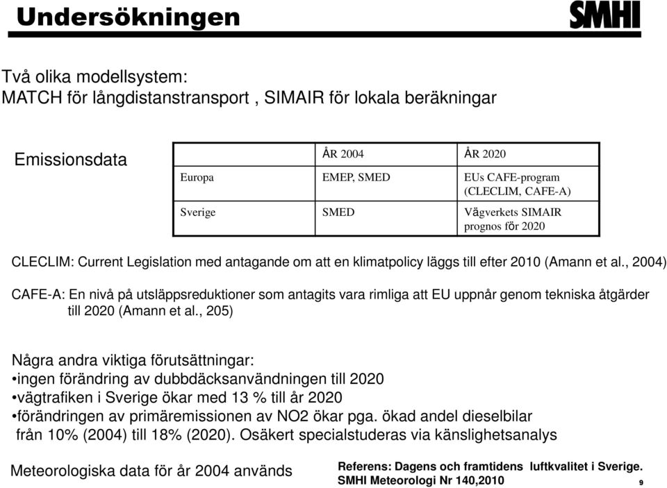 , 2004) CAFE-A: En nivå på utsläppsreduktioner som antagits vara rimliga att EU uppnår genom tekniska åtgärder till 2020 (Amann et al.