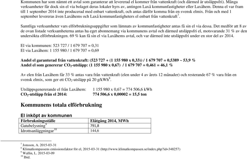 Denna el var fram till 1 september 2014 inte producerad med enbart vattenkraft, och antas därför komma från en svensk elmix.