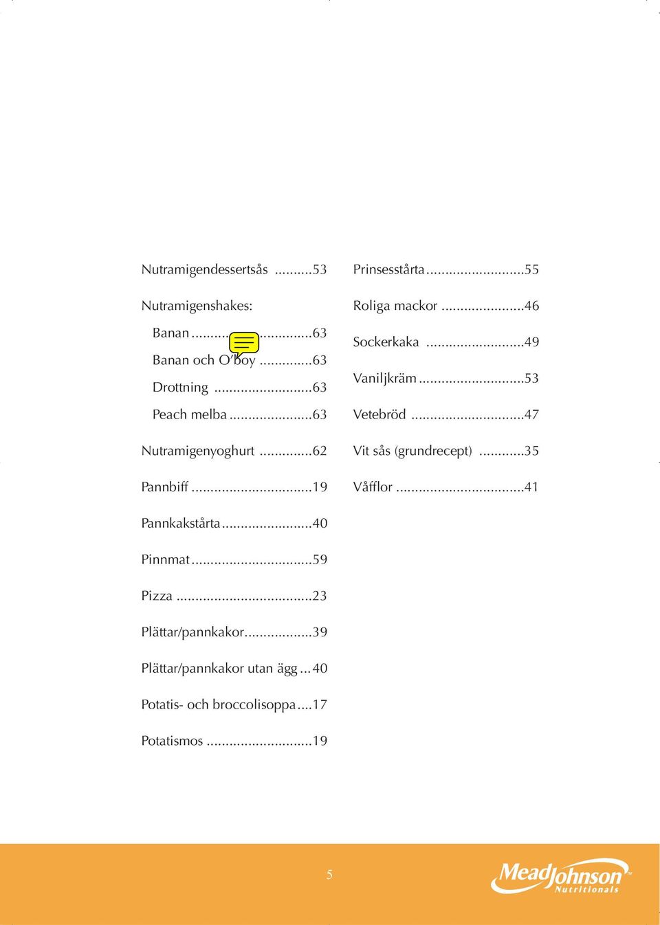 ..49 Vaniljkräm...53 Vetebröd...47 Vit sås (grundrecept)...35 Våfflor...41 Pannkakstårta...40 Pinnmat.