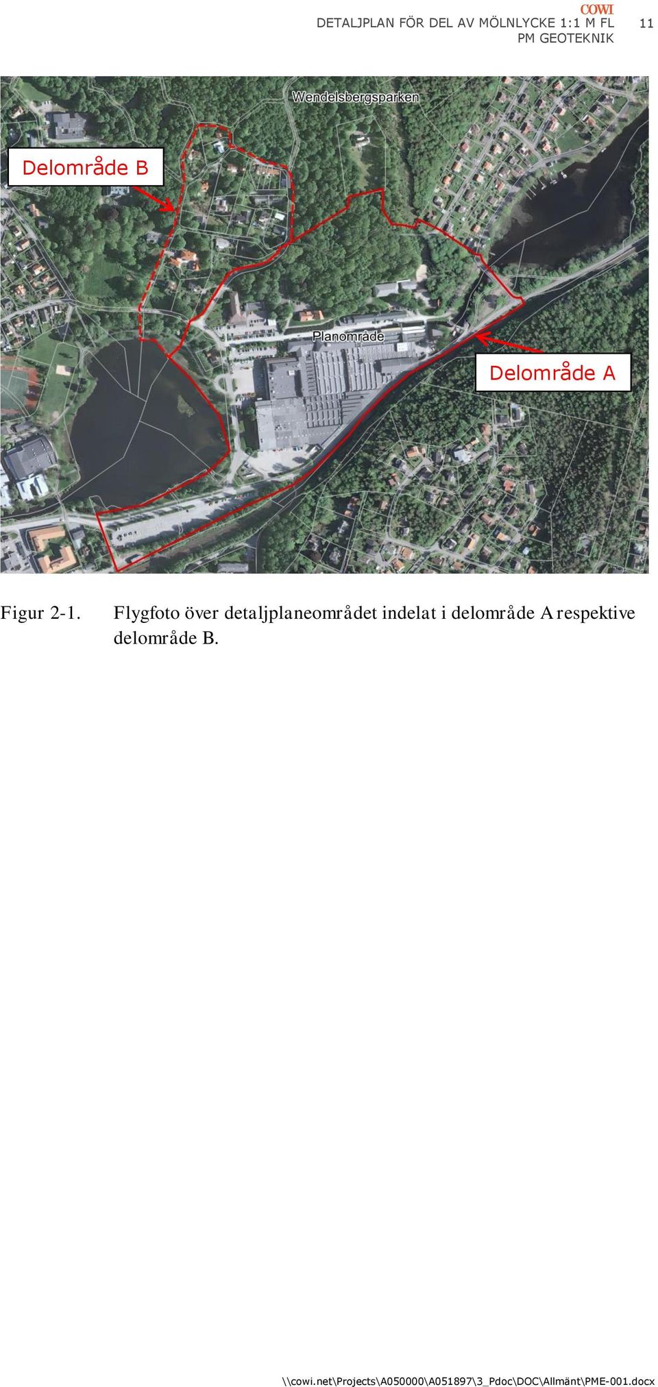 Flygfoto över detaljplaneområdet