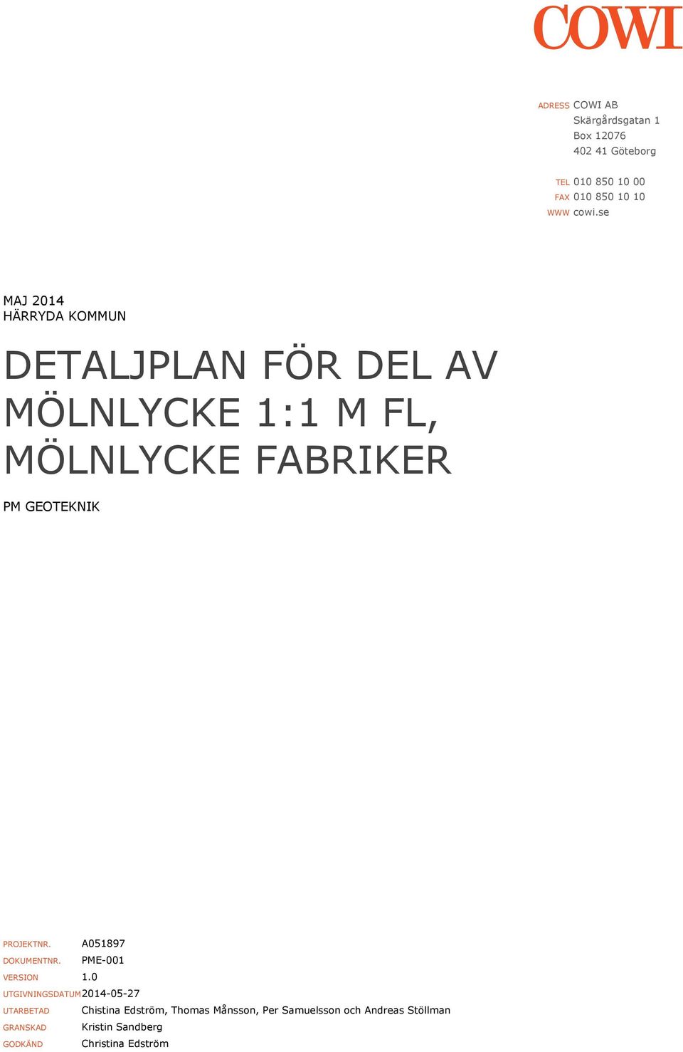 PROJEKTNR. A051897 DOKUMENTNR. PME-001 VERSION 1.