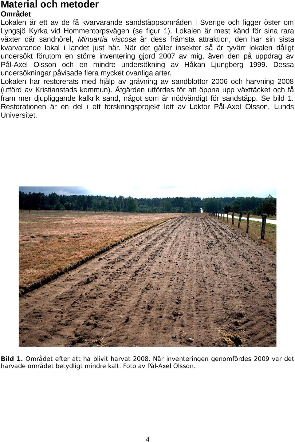 När det gäller insekter så är tyvärr lokalen dåligt undersökt förutom en större inventering gjord 2007 av mig, även den på uppdrag av Pål-Axel Olsson och en mindre undersökning av Håkan Ljungberg