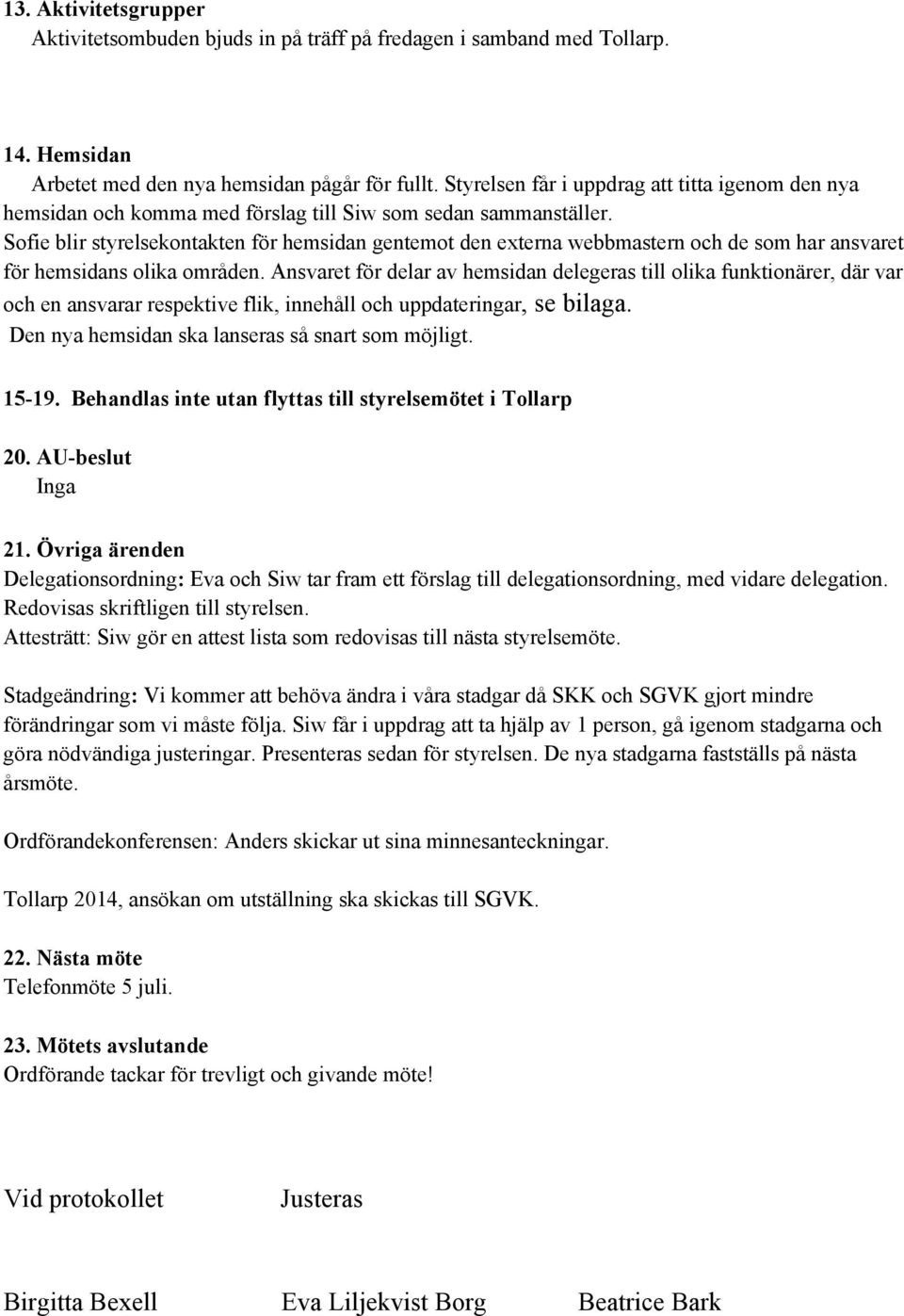 Sofie blir styrelsekontakten för hemsidan gentemot den externa webbmastern och de som har ansvaret för hemsidans olika områden.