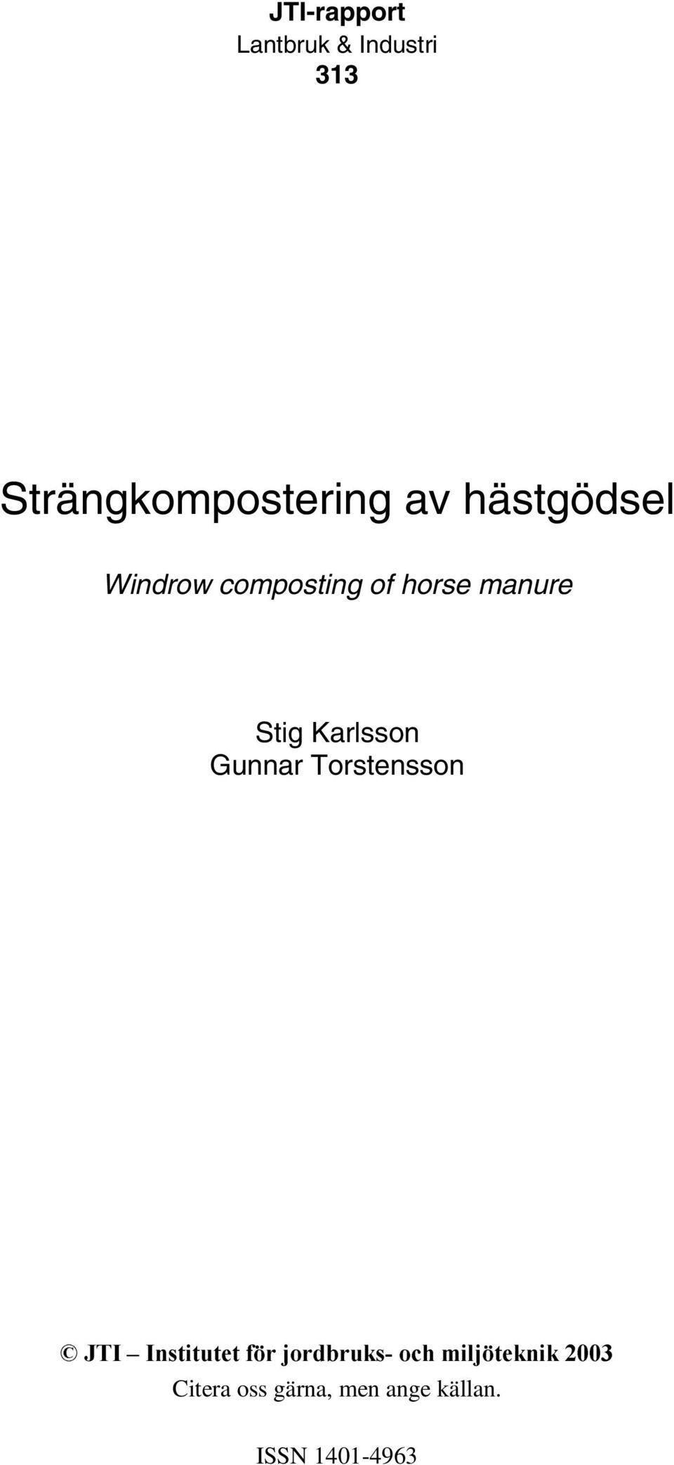 Karlsson Gunnar Torstensson -7,±,QVWLWXWHWI