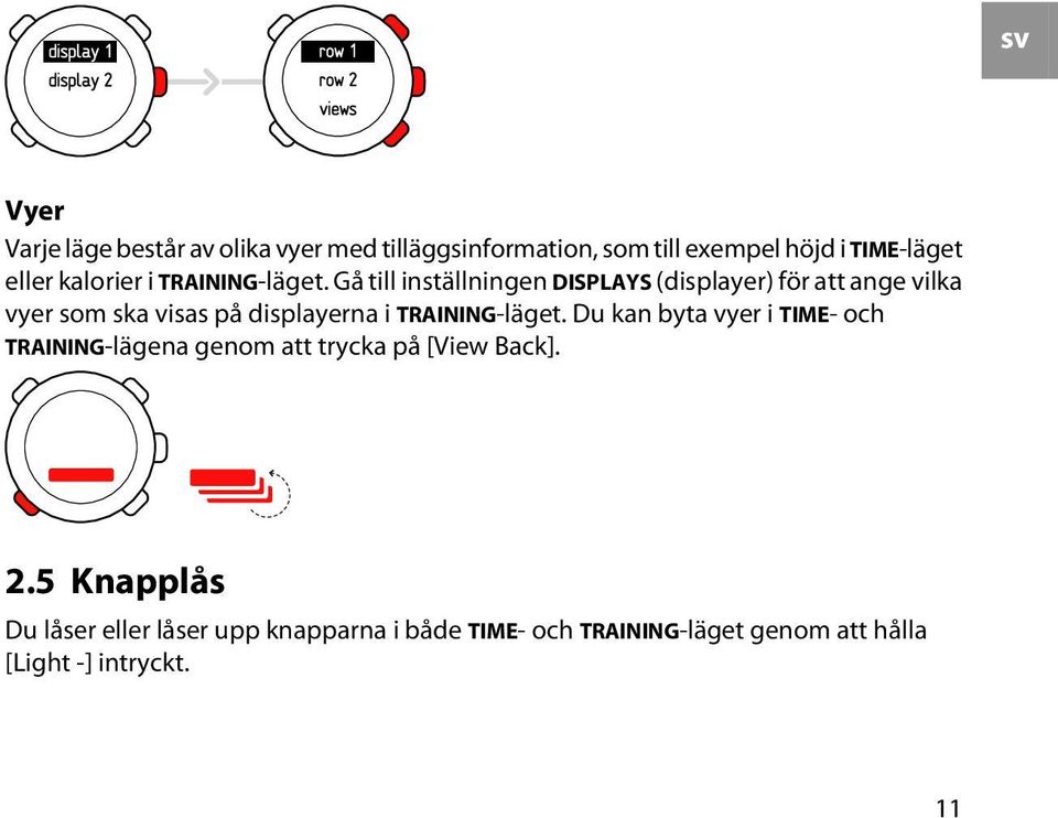 Gå till inställningen DISPLAYS (displayer) för att ange vilka vyer som ska visas på displayerna i