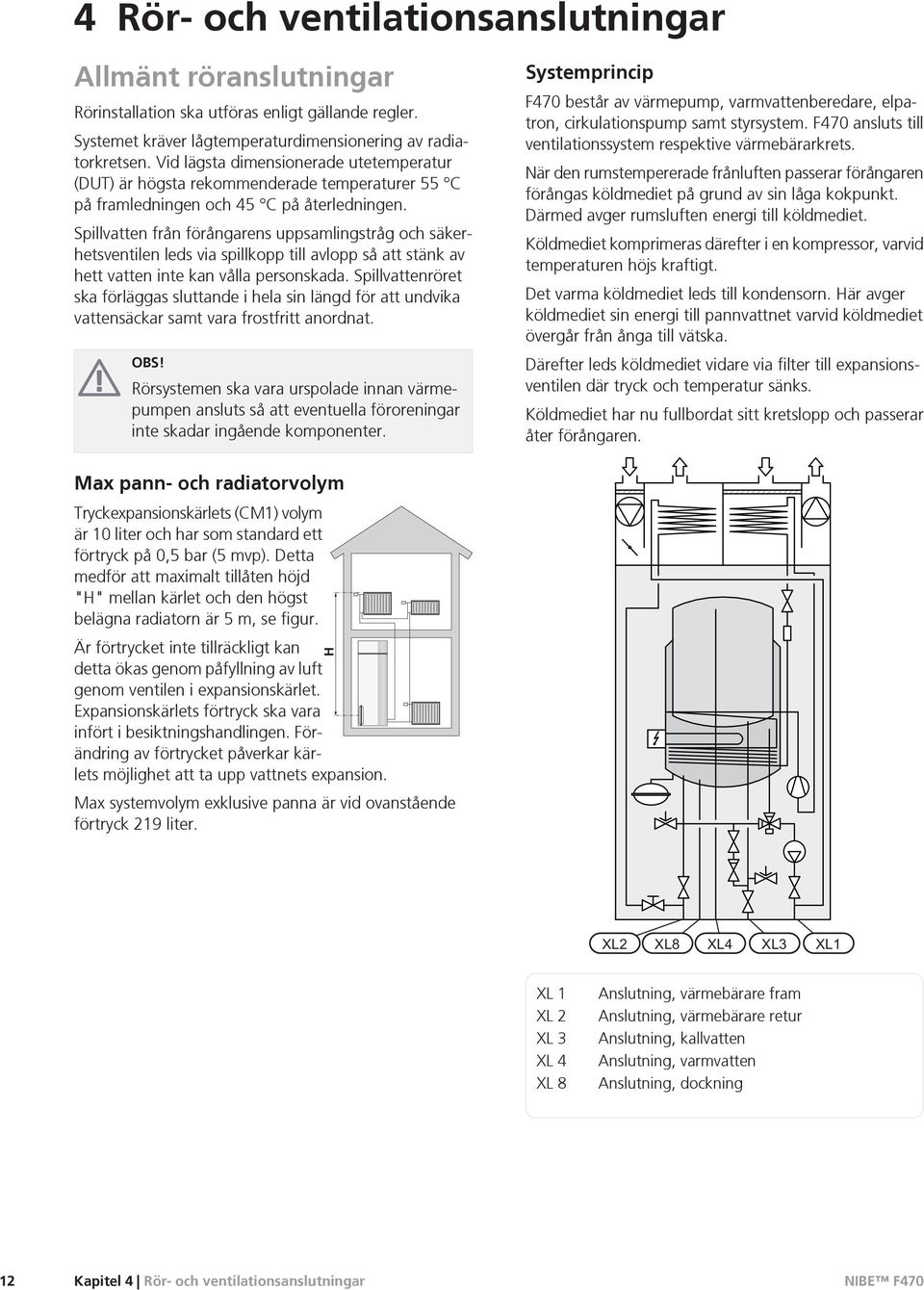 Spillvatten från förångarens uppsamlingstråg och säkerhetsventilen leds via spillkopp till avlopp så att stänk av hett vatten inte kan vålla personskada.