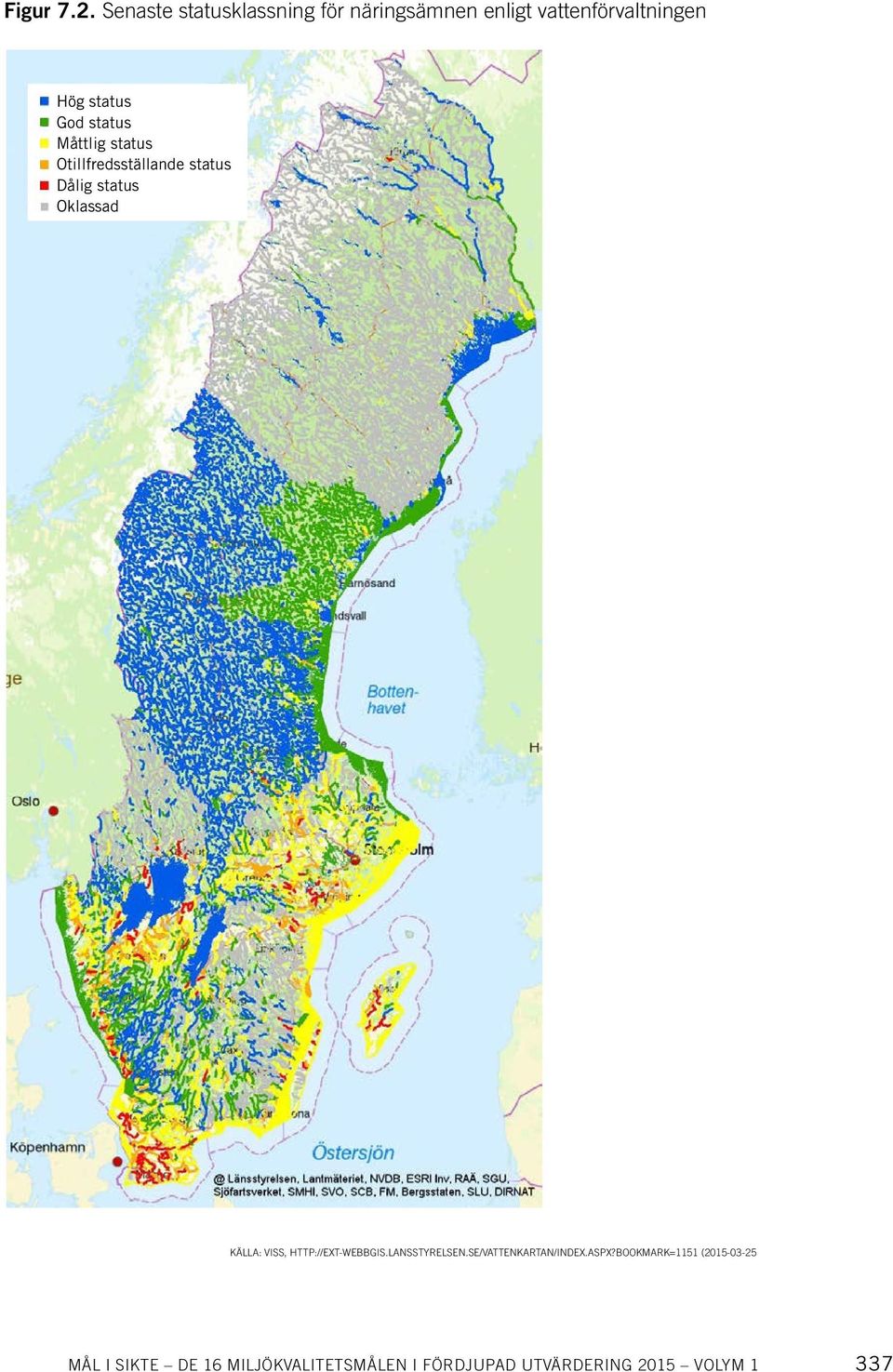 status Måttlig status Otillfredsställande status Dålig status Oklassad KÄLLA: VISS,
