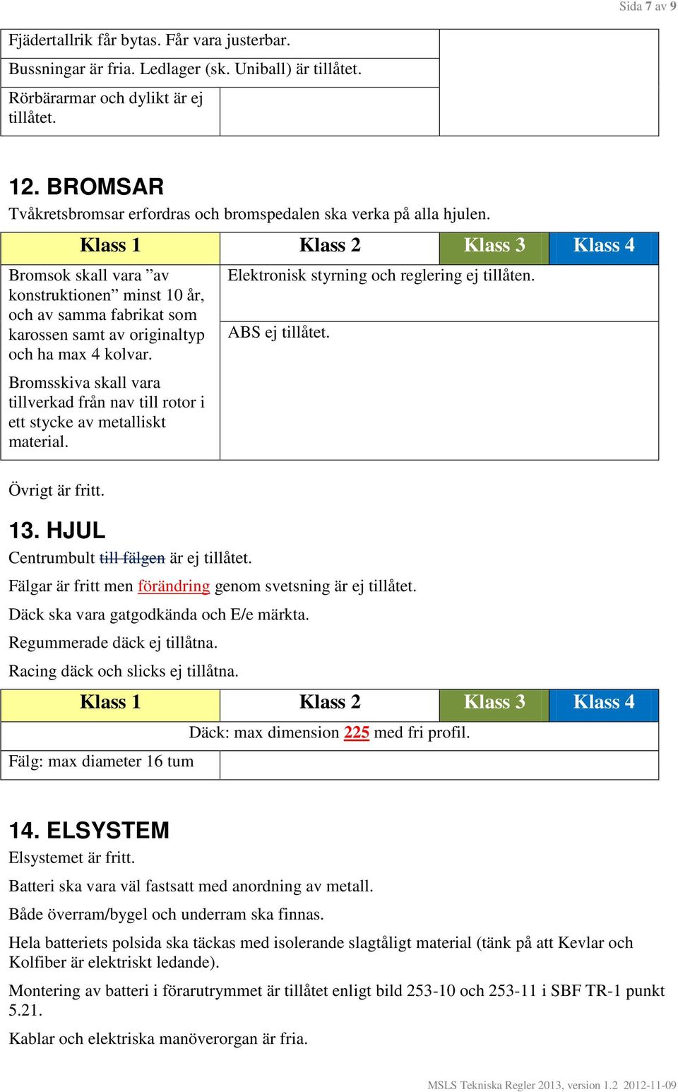 Bromsok skall vara av konstruktionen minst 10 år, och av samma fabrikat som karossen samt av originaltyp och ha max 4 kolvar.