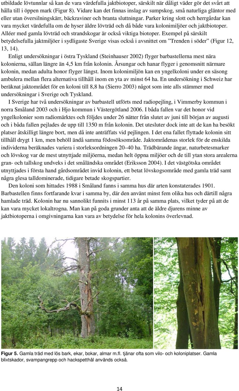 Parker kring slott och herrgårdar kan vara mycket värdefulla om de hyser äldre lövträd och då både vara kolonimiljöer och jaktbiotoper.
