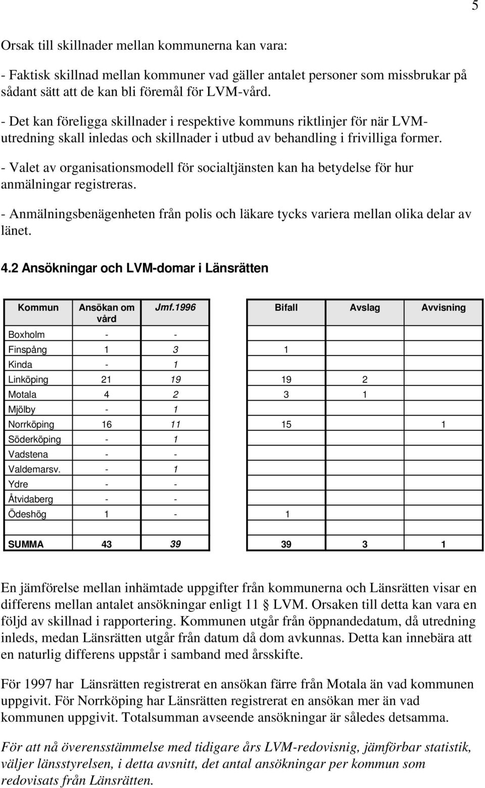 - Valet av organisationsmodell för socialtjänsten kan ha betydelse för hur anmälningar registreras. - Anmälningsbenägenheten från polis och läkare tycks variera mellan olika delar av länet. 4.