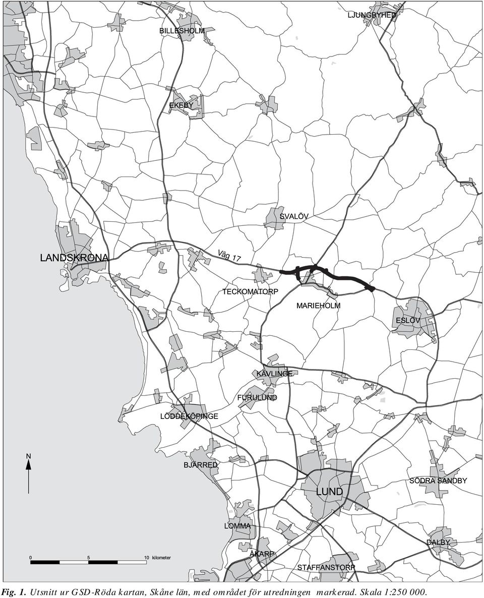 Utsnitt ur GSD-Röda kartan, Skåne