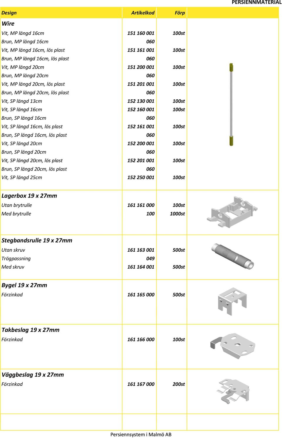 Vit, SP längd 16cm, lös plast 152 161 001 100st Brun, SP längd 16cm, lös plast 060 Vit, SP längd 20cm 152 200 001 100st Brun, SP längd 20cm 060 Vit, SP längd 20cm, lös plast 152 201 001 100st Brun,